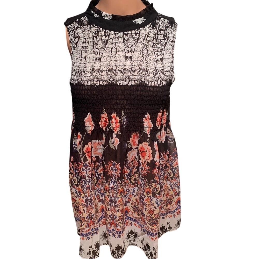 LILY WHITE. Floral dress/top. Smock design on top. Sheer. High‎ neck. Boh…
